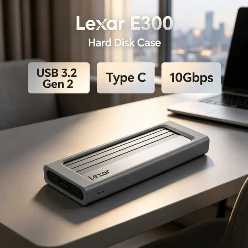 Lexar E300 External Hard Disk Case USB 3.2 Gen 2 Type C M.2 SSD Enclosure Mobile for 2230/2242/2260/2280 NVMe SSD