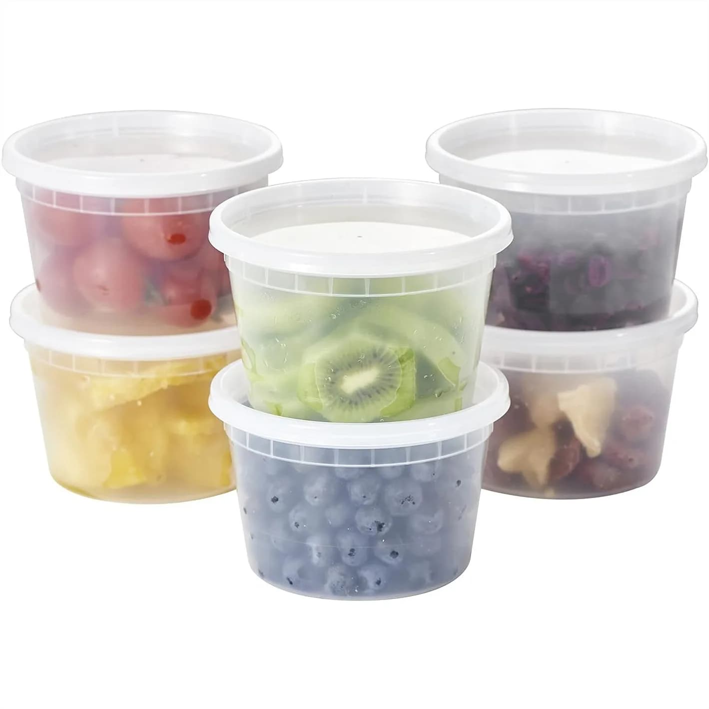 Confezione da 48 Contenitori in Plastica da 16oz per Alimenti con Coperchi, Contenitori Usa e Getta per Zuppe e Preparazione Pasti, Senza BPA, Impilabili