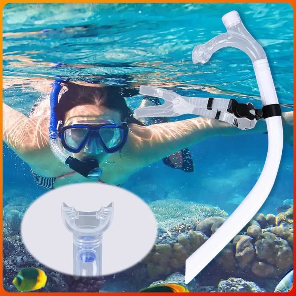 Silicone Front Breathing Tube with Central Mounting, Comfortable Snorkel for Adult, Young and Kids Diving