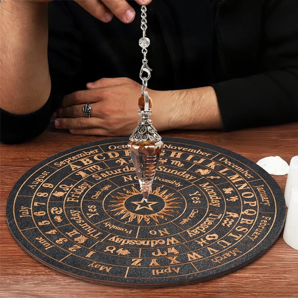 Set di pendoli a spirito di cristallo da 2 pezzi con cuscinetto per divinazione intagliato, utilizzato per divinazione, meditazione e equilibrio dei chakra