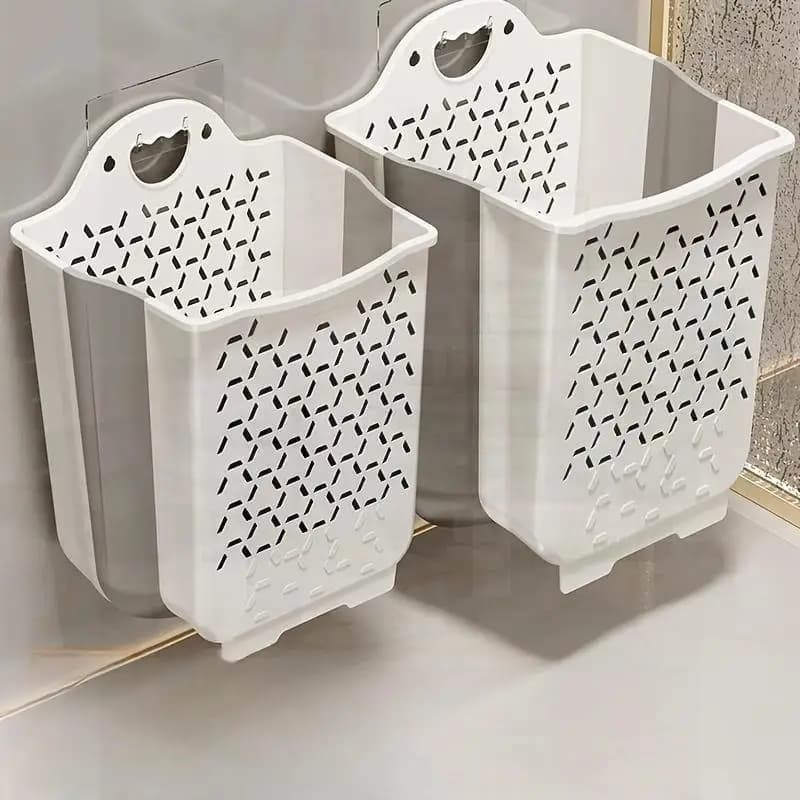 Foldable Wall Mount Laundry Basket, Hollow Clothes Hamper, No Drill Storage Organizer for Bathroom