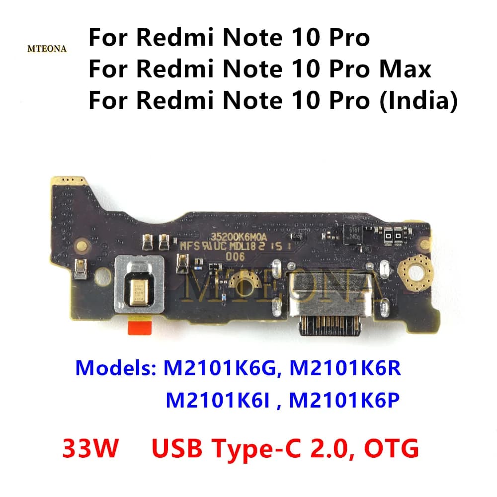 Cavo flessibile con connettore per porta di ricarica USB per Xiaomi Redmi Note 10 Pro Max Microfono Note10 Pro (India)
