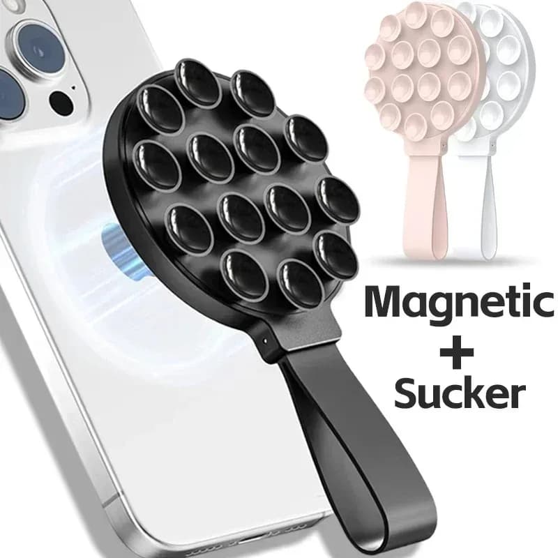 Supporto per telefono magnetico multifunzionale con ventosa in silicone Supporto portatile per persona portatile per supporto Magsafe iPhone 16-12