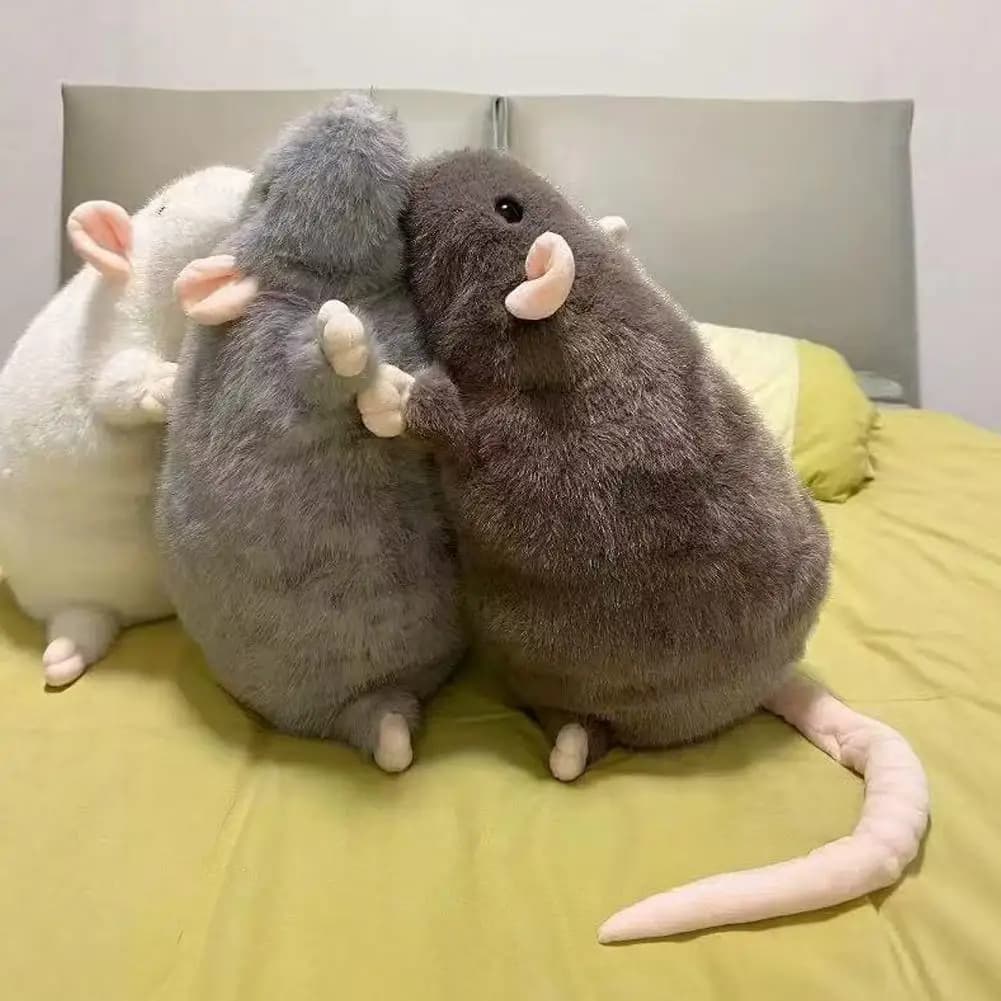 Peluche di topo gigante a forma di ramo floreale, morbido e simpatico, simulazione di animale, regalo di compleanno, bambola di peluche a forma di grande topo.