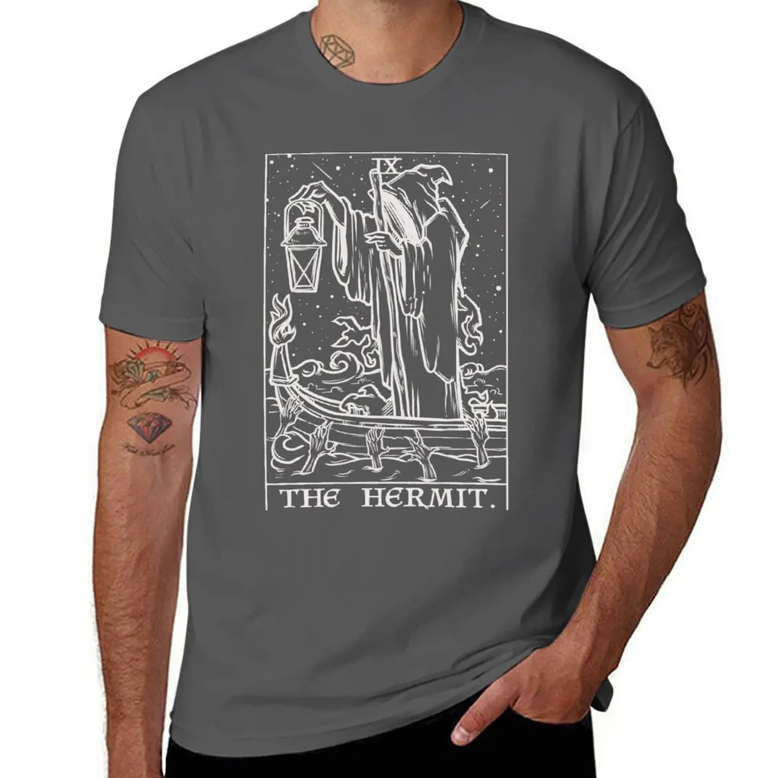 T-shirt The Hermit Tarot Card Terror Tarot Shadow Edition Grim Reaper, maglietta a maniche corte ad asciugatura rapida per allenamento