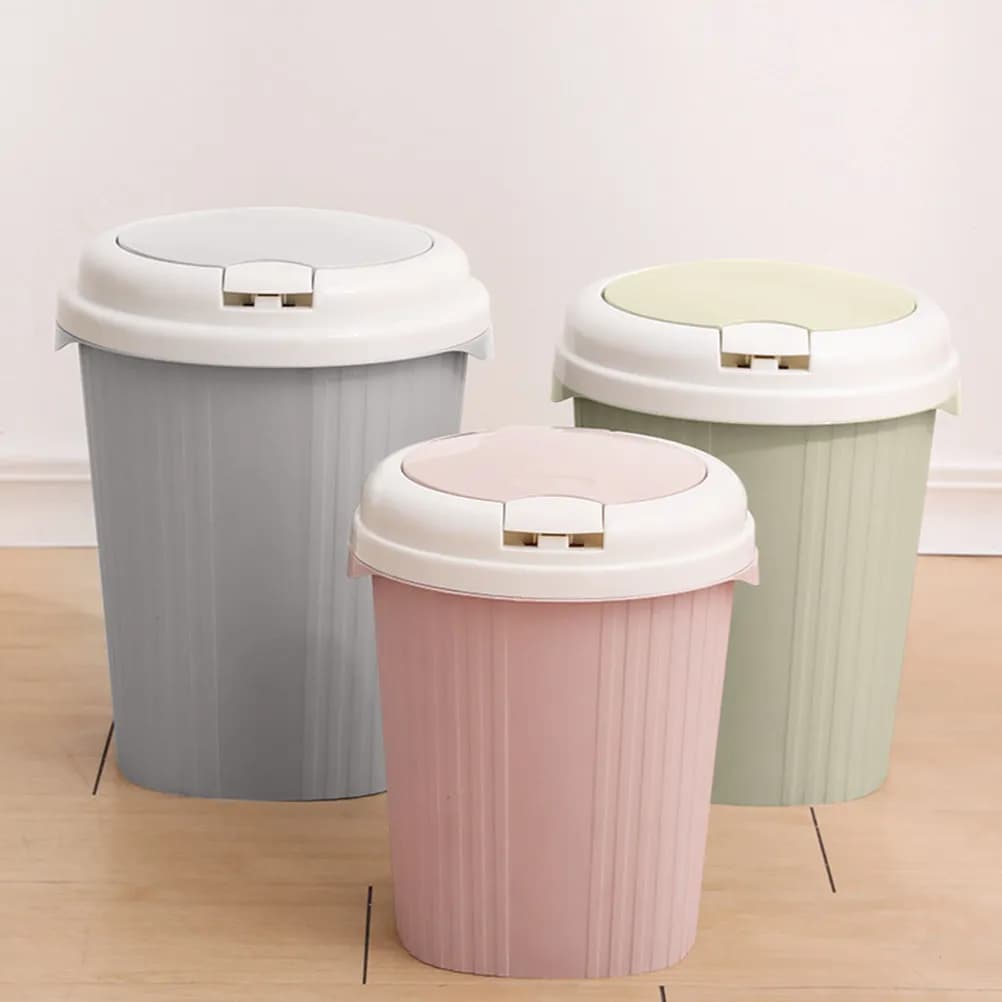 Cestino per Rifiuti a Pressione in Materiale Premium, Comodo Contenitore per Spazzatura da Cucina con Coperchio, Antiscivolo e Compatto per la Casa