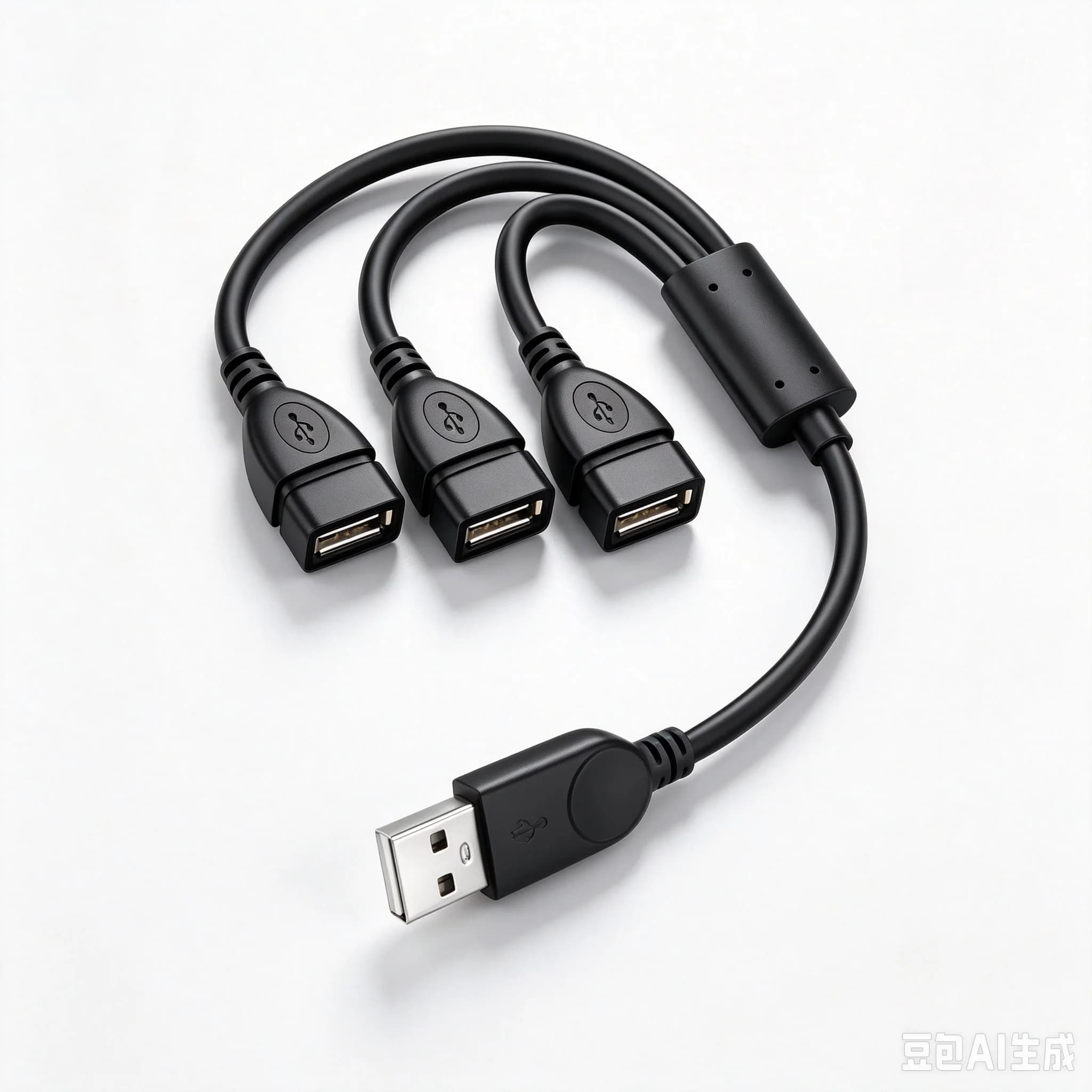 0.3m USB2.0 Splitter Hub Cable USB-A Male to 3 Female Extension Cord Data Transfer & Charging, USB Port Expander for PC Laptop