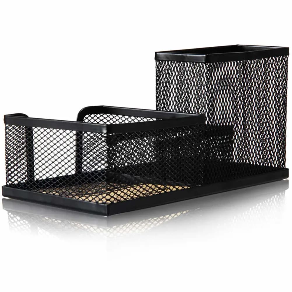 Organizer da Scrivania 3-in-1 in Rete Metallica per Penne, Matite, Cancelleria, Cosmetici, Bacchette, Ufficio e Casa