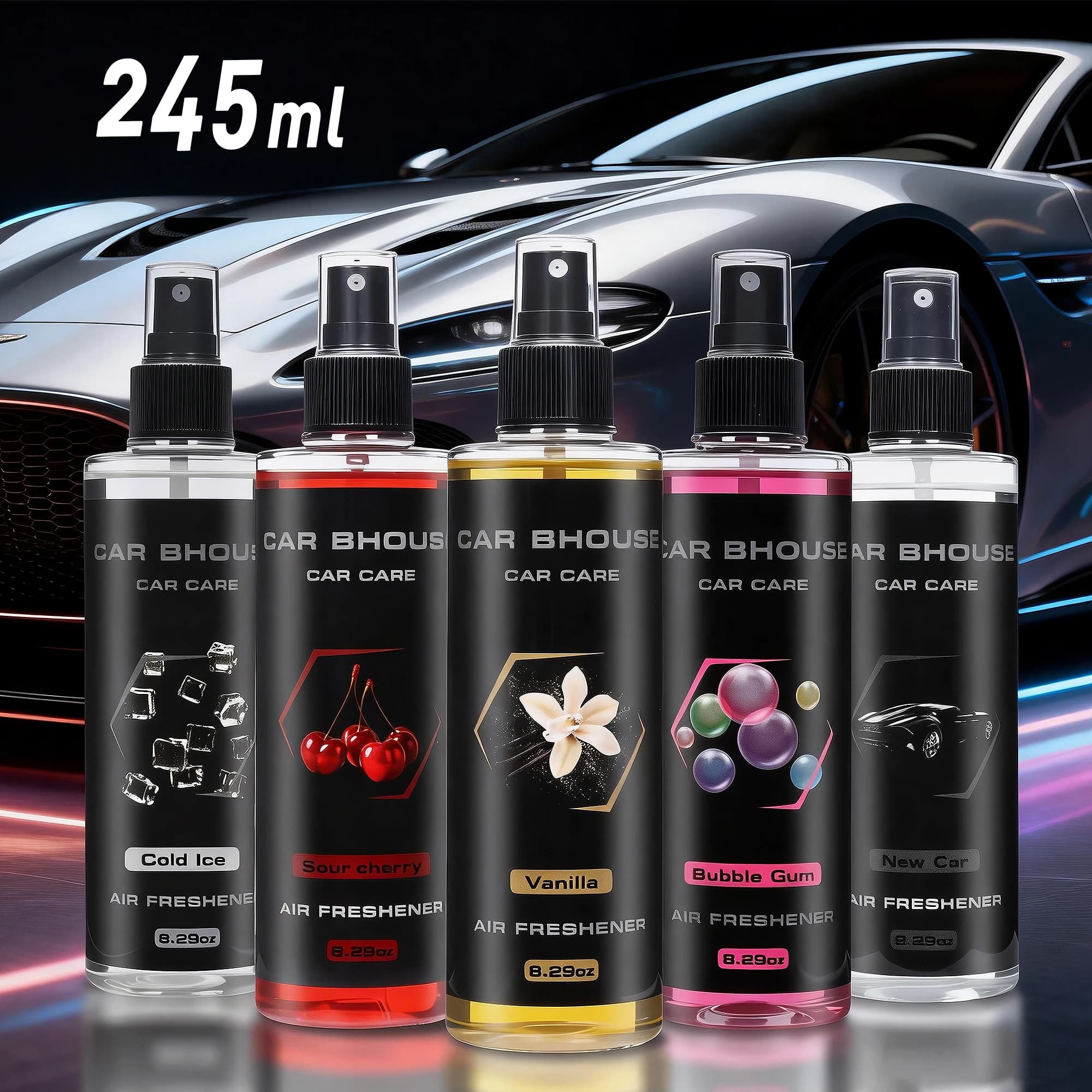 Deodorant Spray for Auto, Floral and Fruity Perfume, Fresh fragrance, 245ml/8.29oz, Great Capacity, Deodorant Spray for Interior Cars