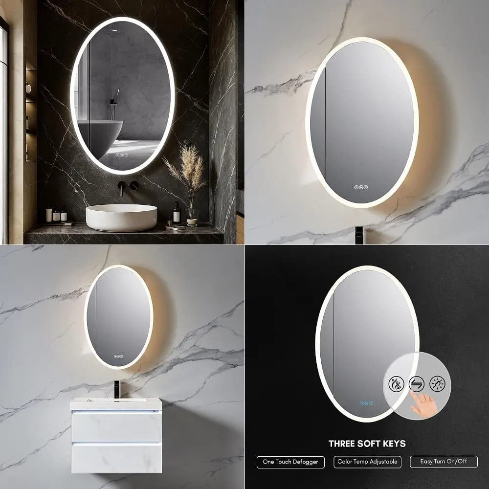 24x36 LED Lighted Bathroom Medicine Cabinet with Mirror, SoftClose Blum Left Hinge Recessed or Surface Mount, Dimmable Touch Co