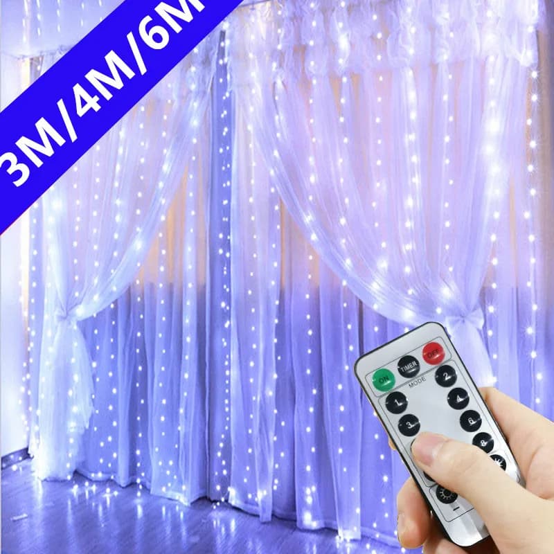 6m/3m LED tenda ghiacciolo luci stringa 8 modalità luci natalizie ghirlanda casa all'aperto per la decorazione del giardino della festa nuziale