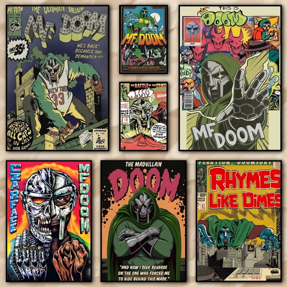 MF DOOM Comic Book Cover Painting Calligraphy High quality Canvas Wall Art For Office Restaurant Home Decoration Set