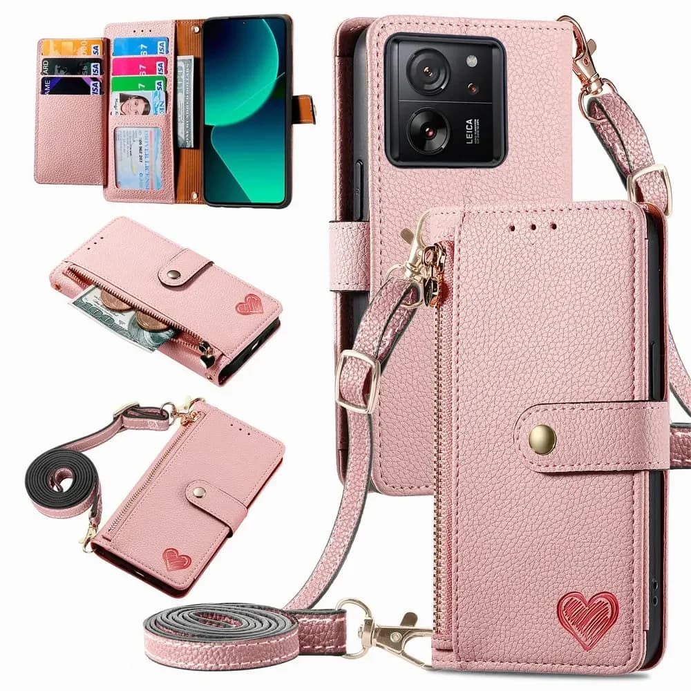 Per Xiaomi 15T Pro 14T 13T 14 15 Ultra 5G Custodia a portafoglio Redmi Nota 14 13 Pro Plus 14s RFID Cerniera a tracolla Libro in pelle Funda