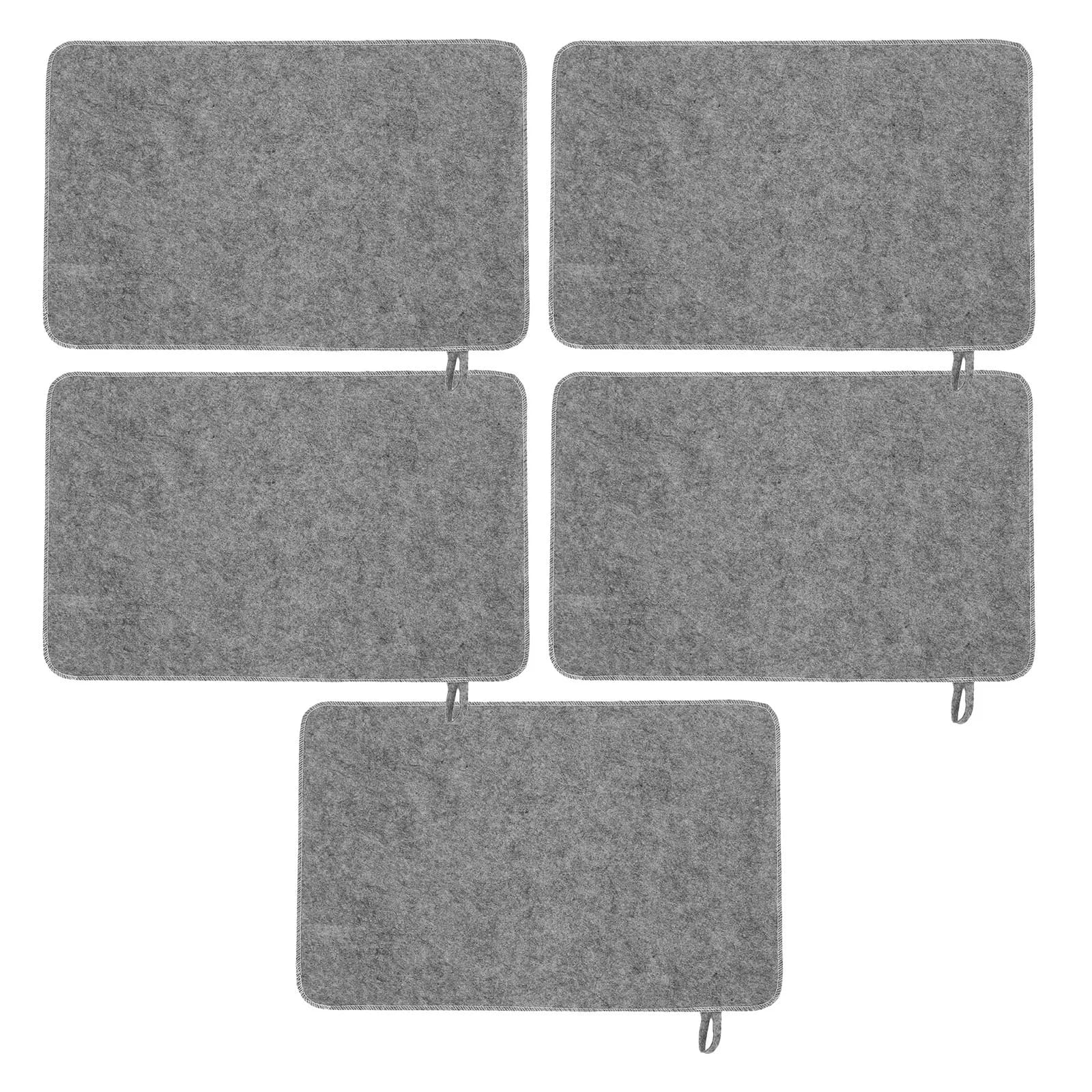 Set di 5 Tappetini in Feltro per Sauna, Isolamento Termico, Assorbimento Rapido, Cuscino per Sedile, Accessori per Pavimento della Sauna, Grigio