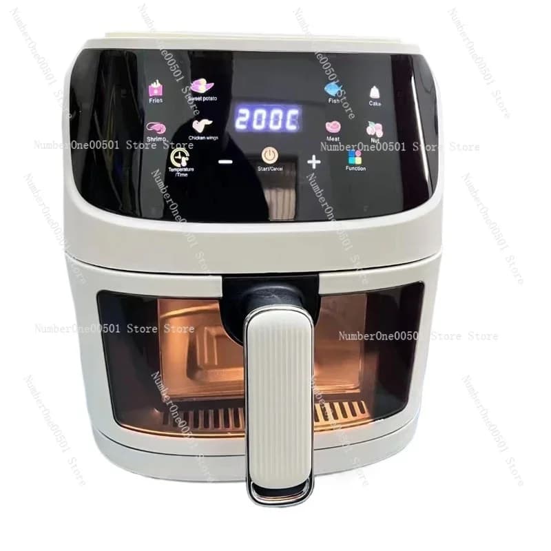 Air Fryer 8L, 110V/220V Double Voltage, Touch Screen, Intelligent Electric Fryer with Anti-Agent Basket 360 ° Fast Air Circular