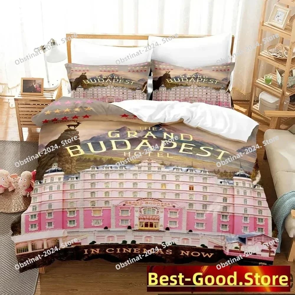 3D The Grand Budapest Hotel Set biancheria da letto Stampato Trapunta Copripiumino Copripiumino Federa Set da 3 pezzi Bambini Taglia adulto