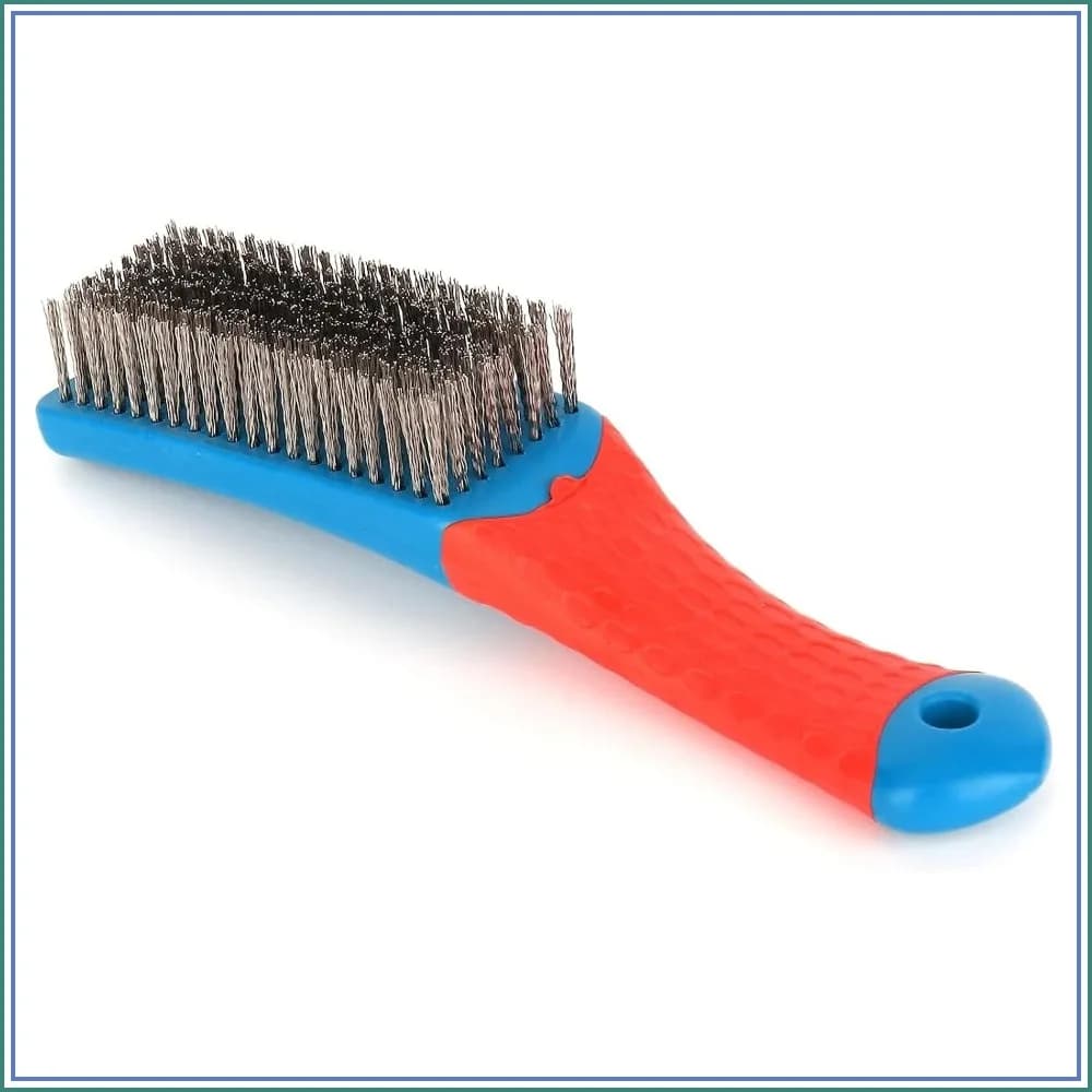 Heavy Duty Stainless Steel Wire Scratch Brush for Metal Rust Cleaning, Paint Scrubbing with Rubber Covered Handle