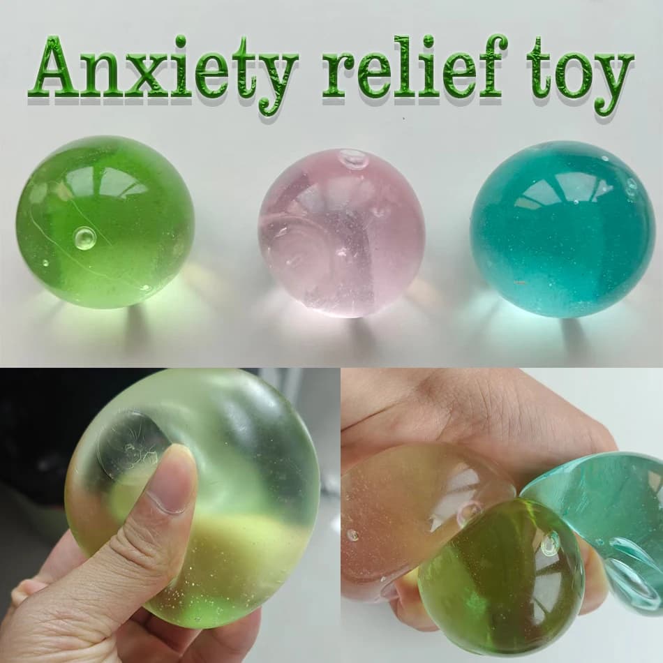 Pallina Antistress Squishy Needoh Rosa/Verde Trasparente a Lenta Risposta, Giocattolo Sensoriale Estetico per Bambini e Adulti