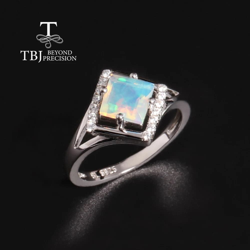 925 Sterling Silver Luxury Design Natural Birthstone Opal Ring Elegant Fashion Birthday Gift For Ladies And Girls