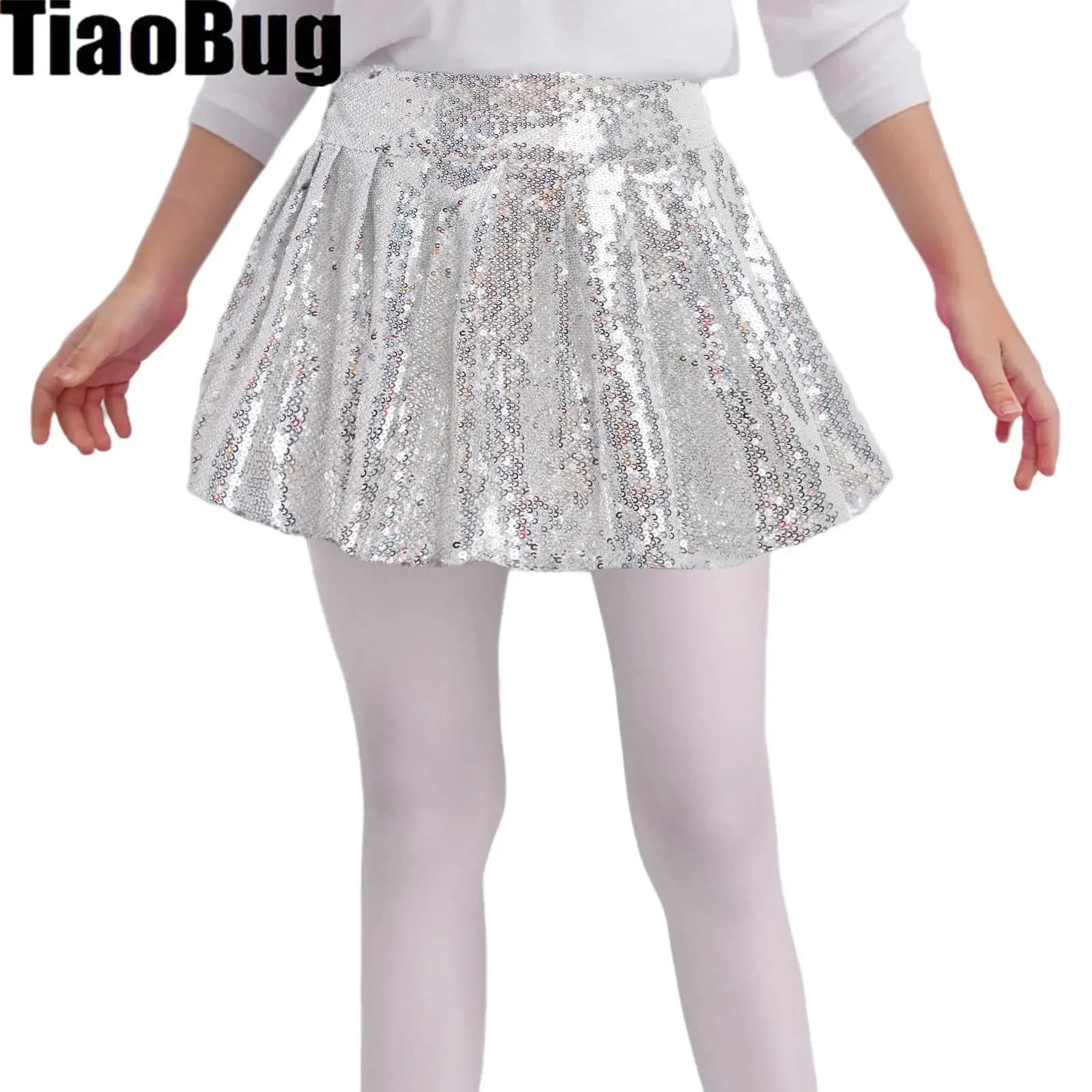 Baby skirt with glittering sequins Elastic skirt in back waist with incorporated shorts for theatrical performances of birthday parties