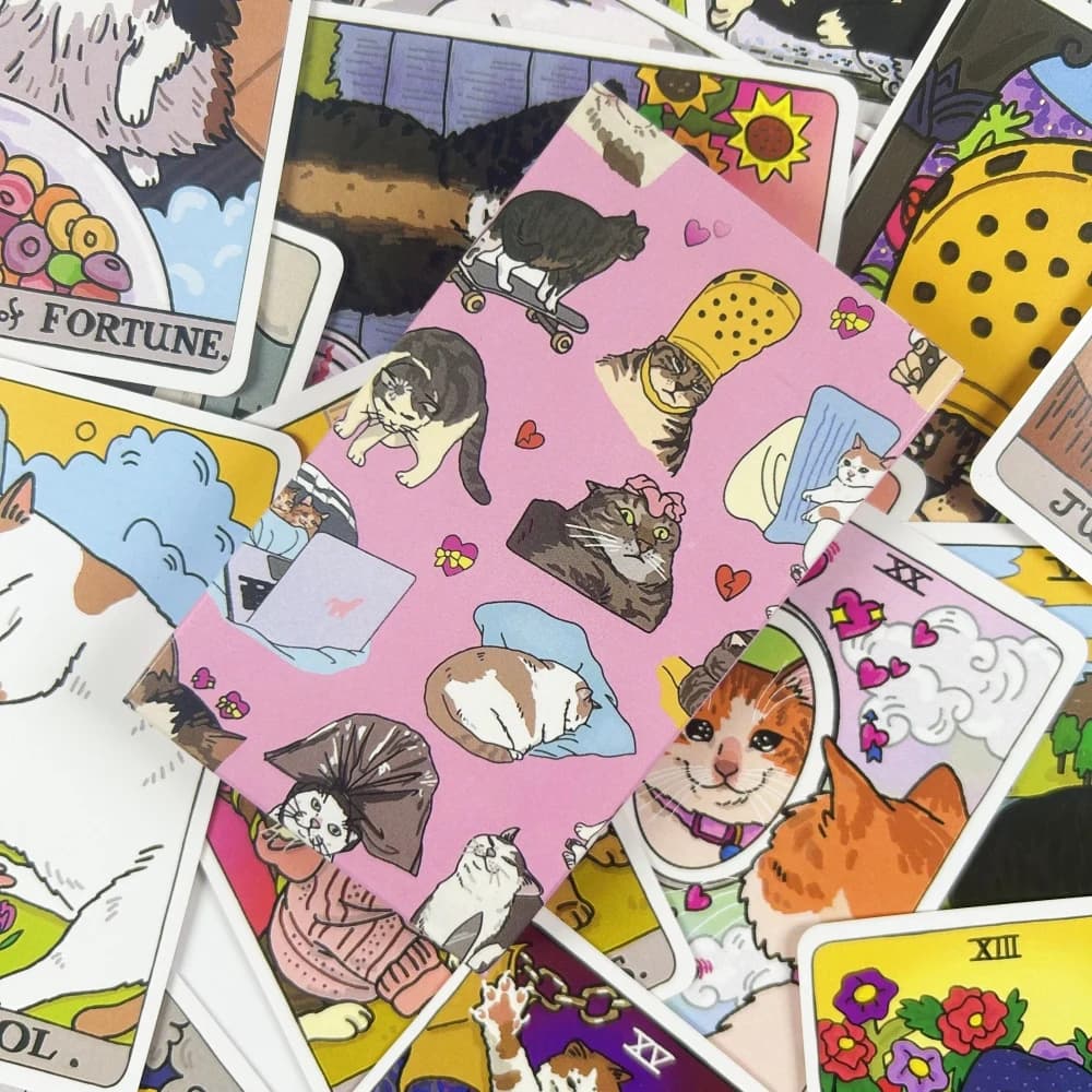 1pc Cat Meme Tarocchi Carte Destino Divinazione 22 pezzi Carte Oracle Party Entertainment Carte da gioco da tavolo