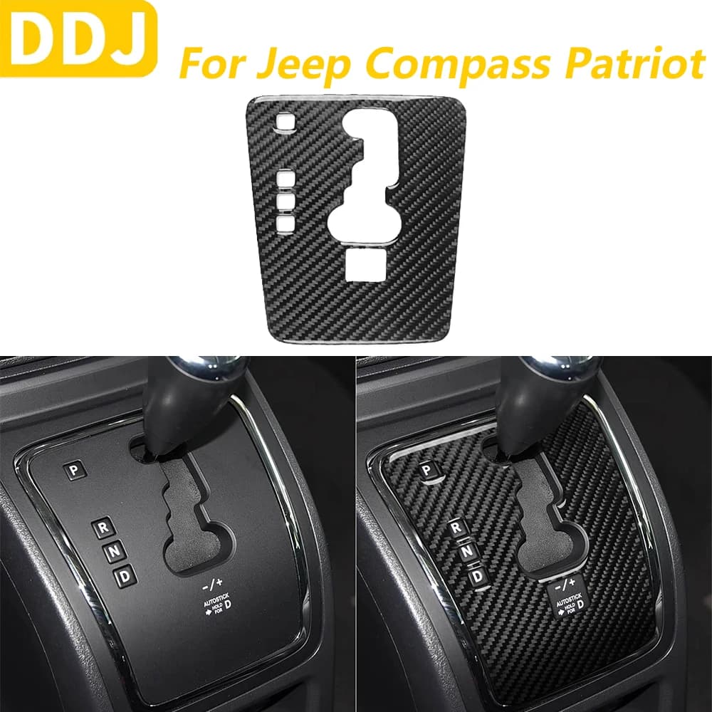 For Jeep Compass Patriot 2009-2017 Central carbon fiber transmission control panel Trim Coverage Car accessories Adhesive decoration