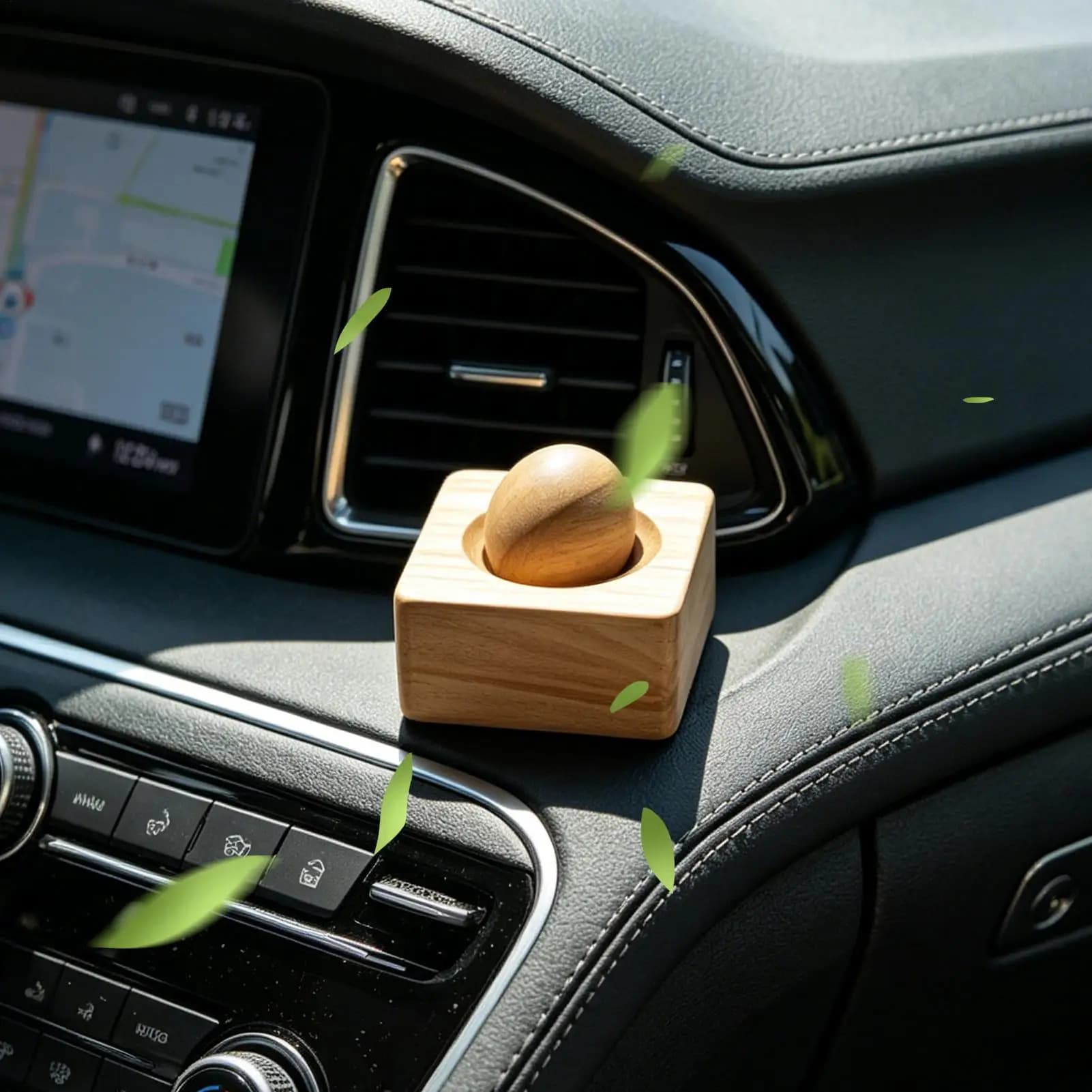 Diffusore di Aromi per Auto in Legno, Dispenser di Fragranze Naturale, Emettitore di Oli Essenziali con Texture Naturale per Interni Auto