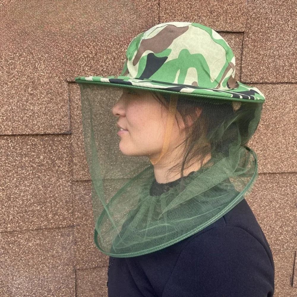 Cappello Anti-Zanzare Mimetico con Rete Protettiva per Viso e Testa, Cappello a Rete Anti-Insetti, Cappello da Pesca per Esterni, Cappello Anti-Ape