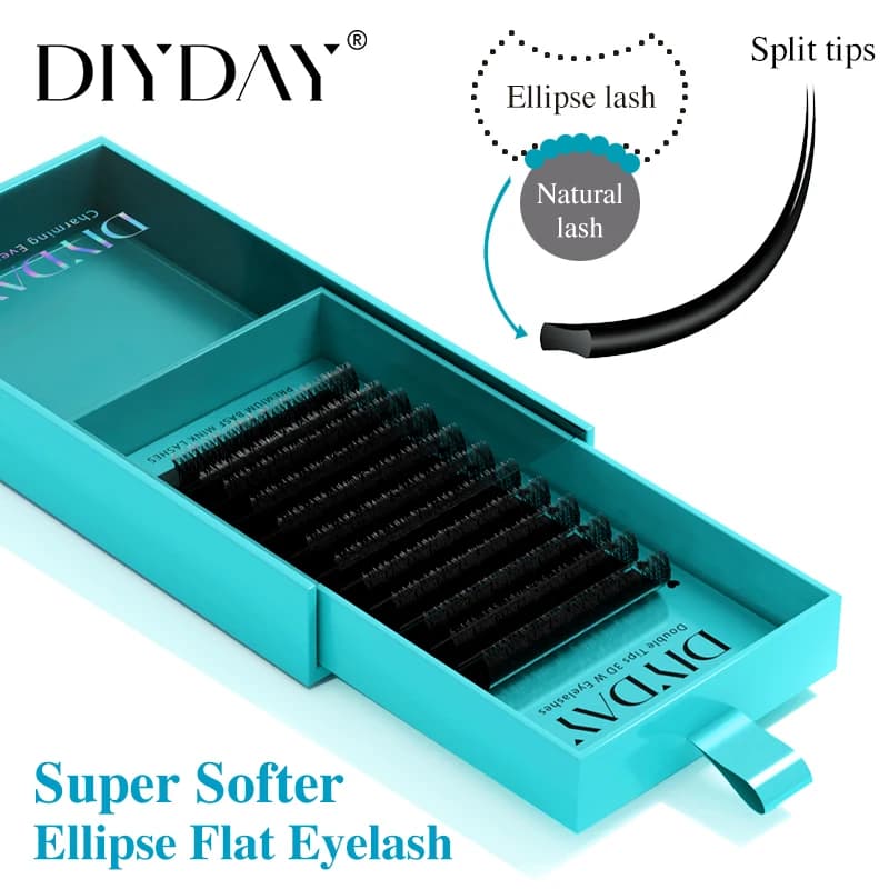 DIYDAY Extensions elliptical flat eyelashes 0.15 0.20 individual flat eyelashes super softer Fake natural looking eyelashes for makeup