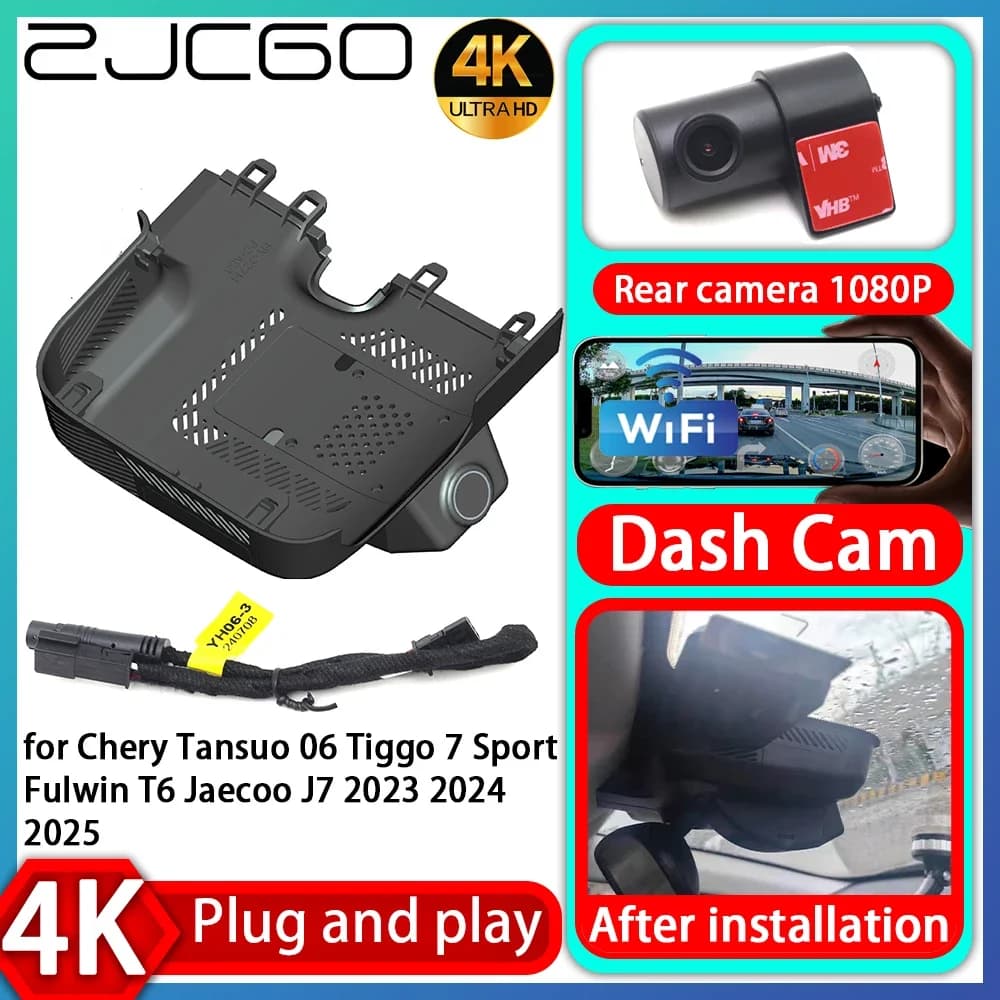 Dash Cam DVR UHD 4K 2160P Plug and Play, Video Recorder UHD for Chery Tansuo 06 Tiggo 7 Sport Fulwin T6 Jaecoo J7 2023 2024 2025
