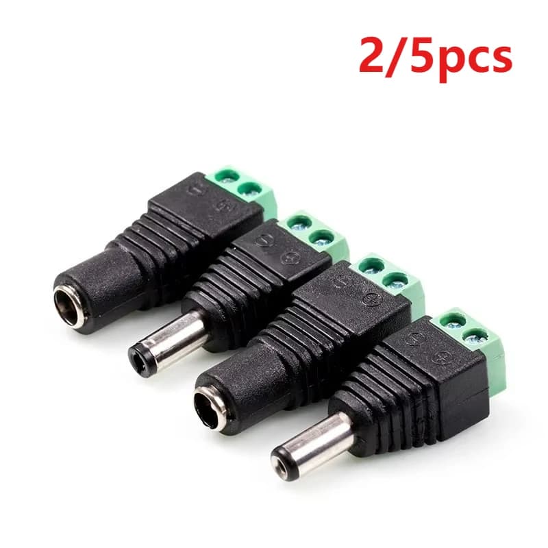 2/5pcs Female Male DC Connector 2.1*5.5mm Power Jack Adapter Plug Cable Connector for 3528/5050/5730 LED Strip Lamp
