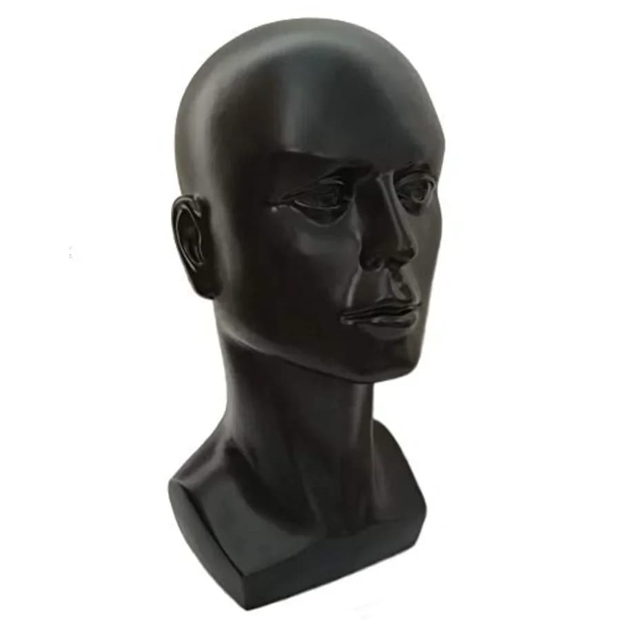 Espositore per testa di manichino maschile per parrucche, cappelli, occhiali, maschere, cuffie, colore nero