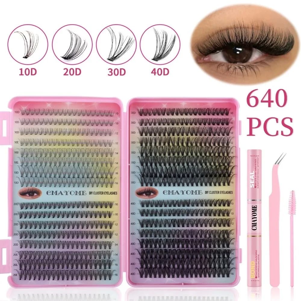 New Kit Ciglia Finte 5D Voluminose Ciuffetti 10-16mm, Ciglia Finte in Visone Sintetico, Tool for Makeup
