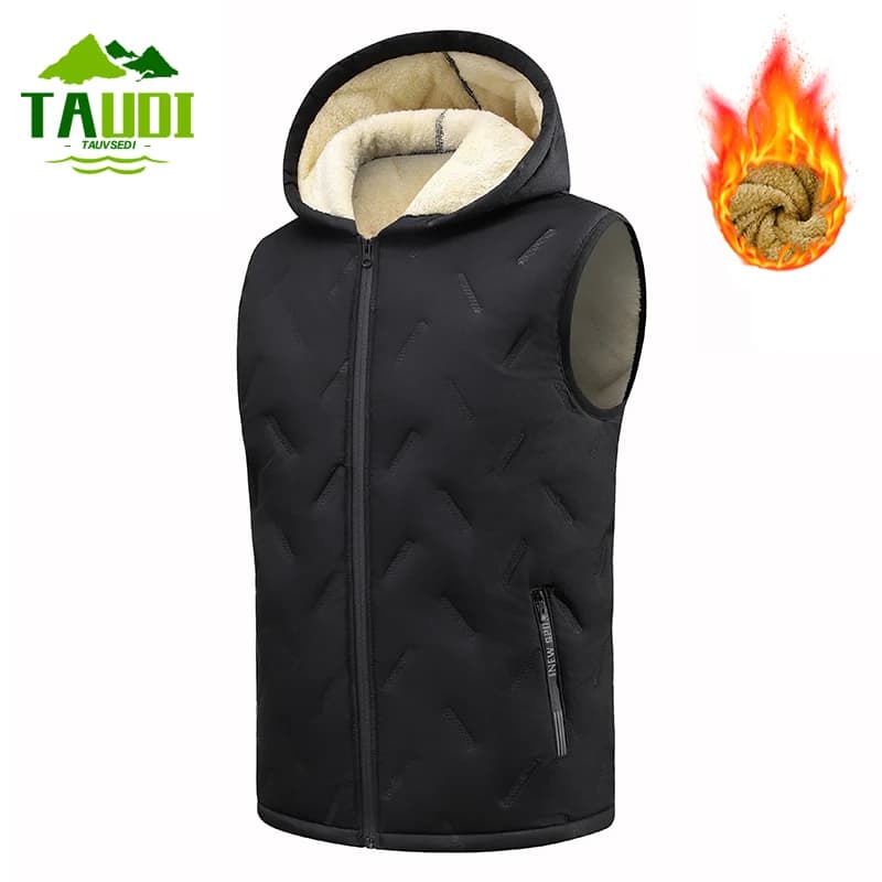 Uomini invernali addensano caldi gilet senza maniche uomo autunno capispalla casual gilet con cappuccio gilet giacche uomo moda di marca gilet maschile