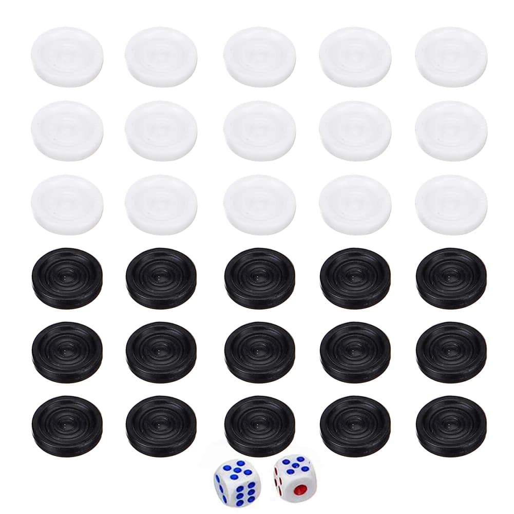 30 Pezzi in Plastica per Dama e Backgammon da 22mm, per Bambini e Adulti, Gioco da Tavolo per Intrattenimento Domestico e Capodanno