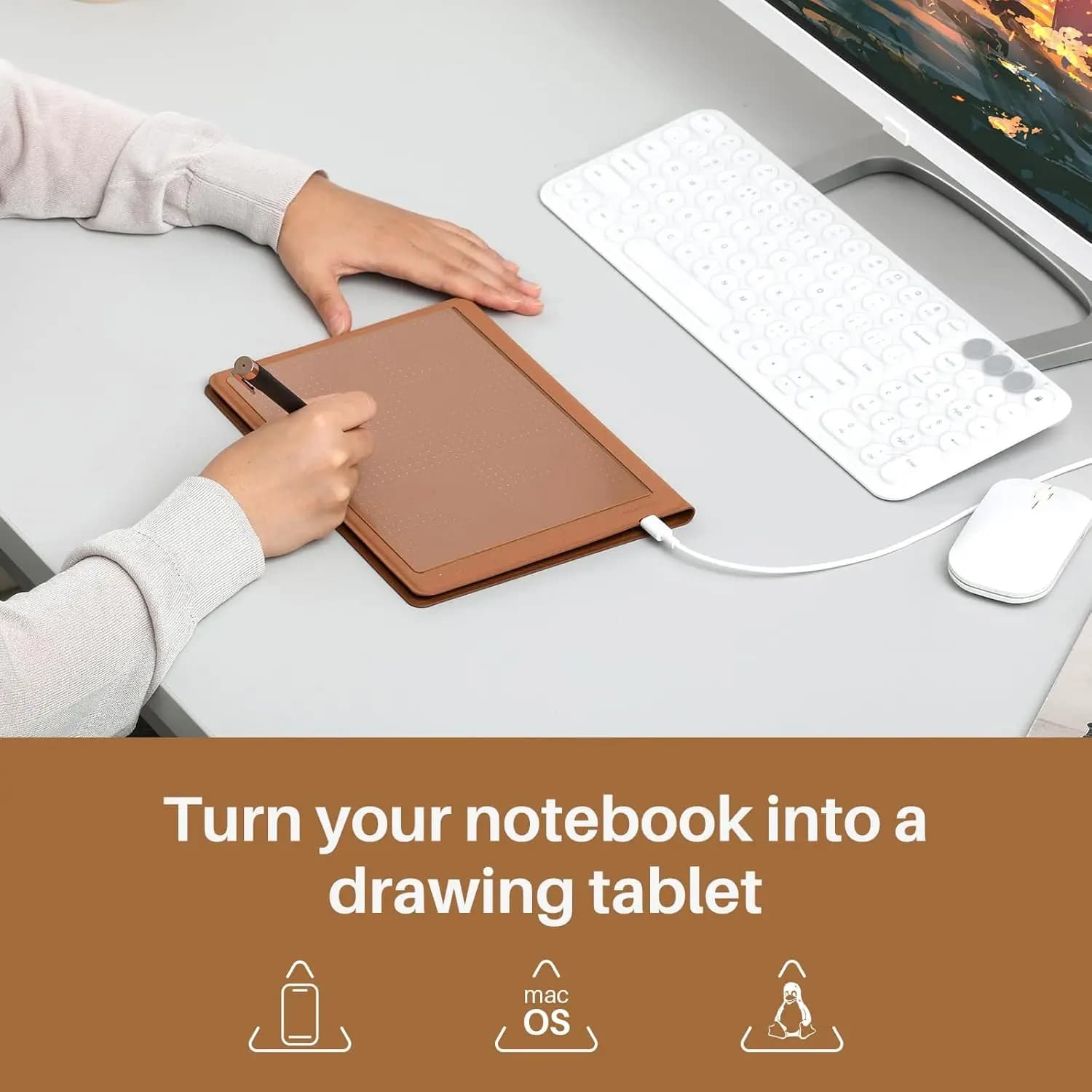 HUION Note Tablet Digitale 2-in-1 con Penna Senza Batteria, Tablet Elettronico Bluetooth Wireless per Disegno e Scrittura