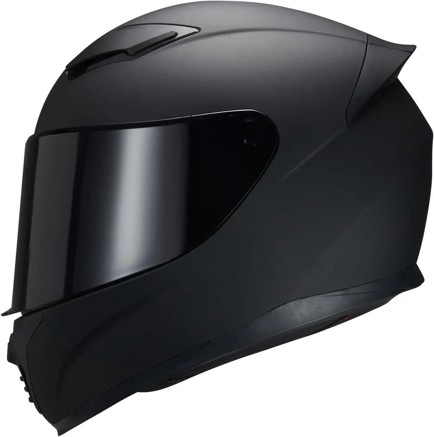 Casco integrale Nero Motocicletta Caschi da corsa per bici da strada per adulti WS-607 Approvato DOT (con visiera nera L)