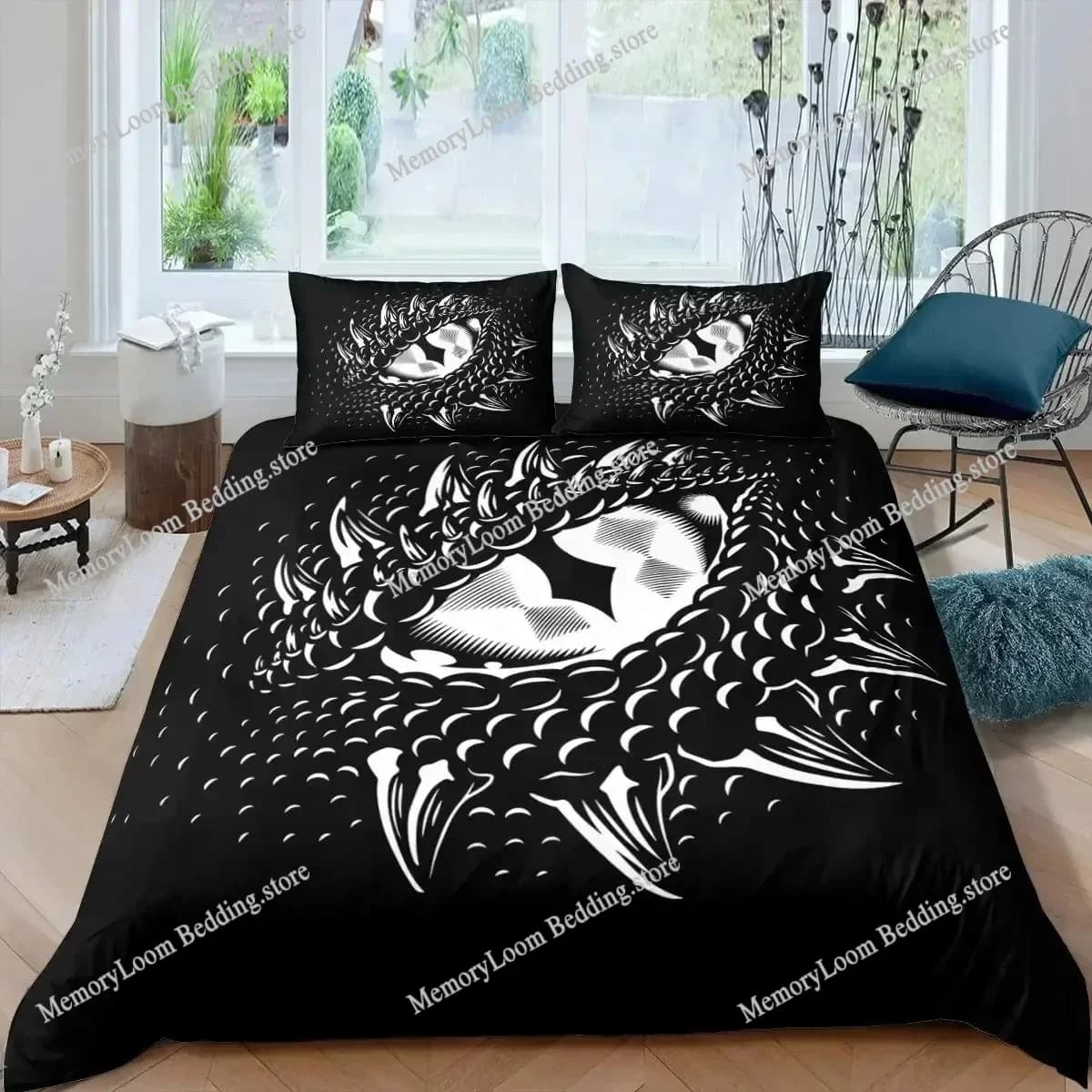 3D Print Fire Dragon Duvet Cover Set Magical Dinosaur Bedding Set Jungle Animals Wildlife Style King Size Polyester Quilt Cover