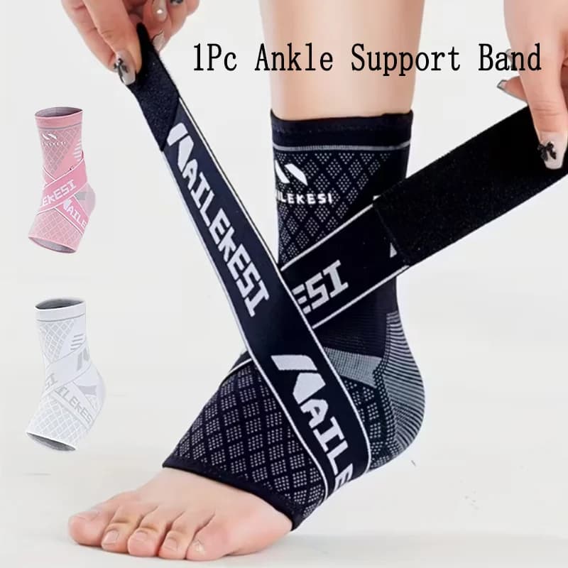 1PC Fascia di supporto per caviglia Corsa Calcio Basket Protezione per caviglia Fascia avvolgente Durevole e traspirante Tutore elastico regolabile per caviglia