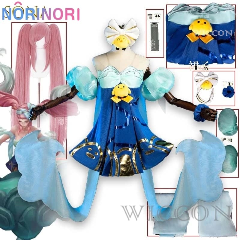 League of Legends Sona Buvelle Lotus Hot Springs Costume Cosplay Dress Sexy Woman Halloween Role Dresses