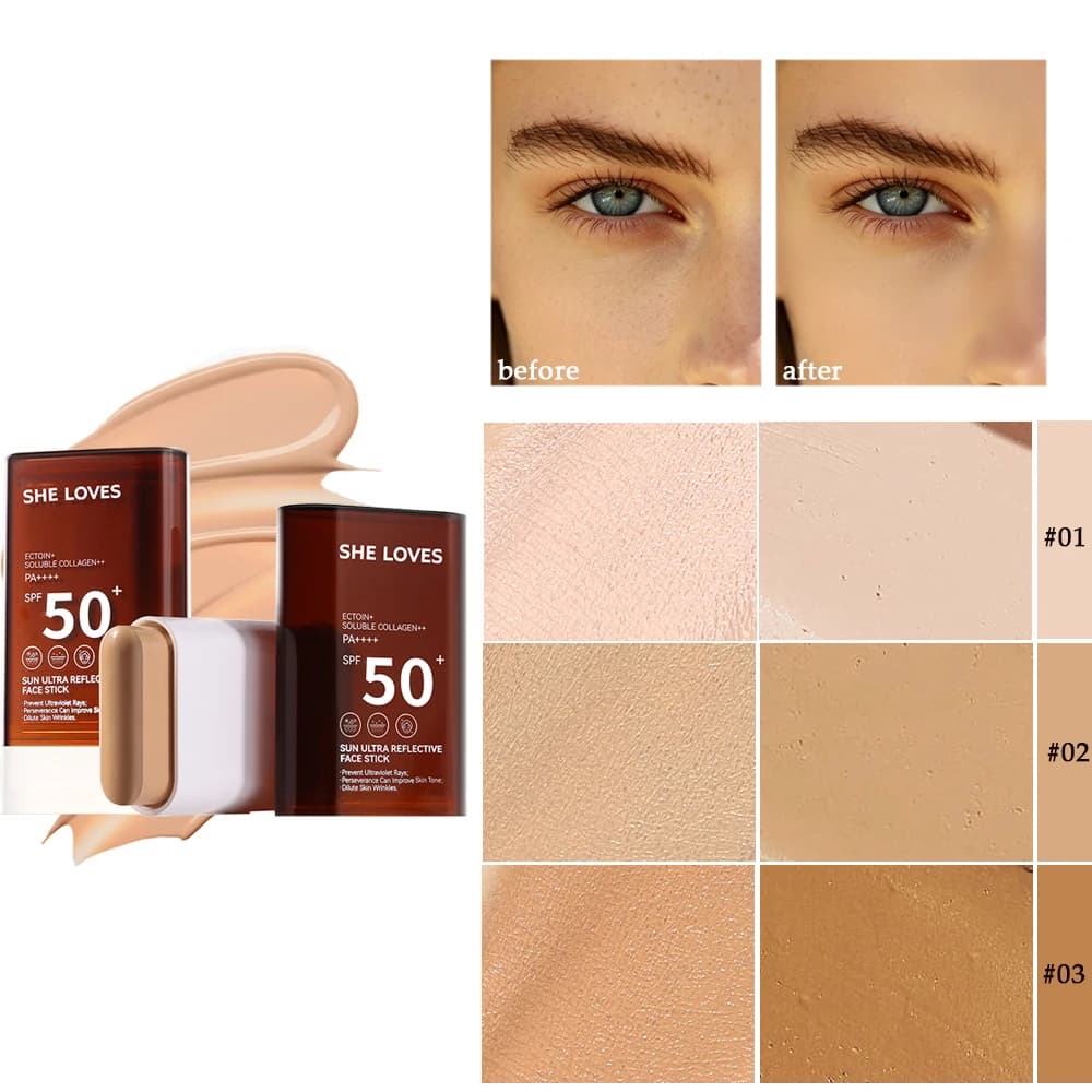 Stick 3-in-1: Fondotinta, Correttore e Protezione Solare SPF50 PA++++, Texture Leggera a Lunga Durata, per Protezione e Copertura Tutto il Giorno
