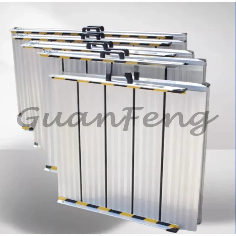 Up and down folding wheelchair ramp board portable mobile aluminum tread climbing stairs