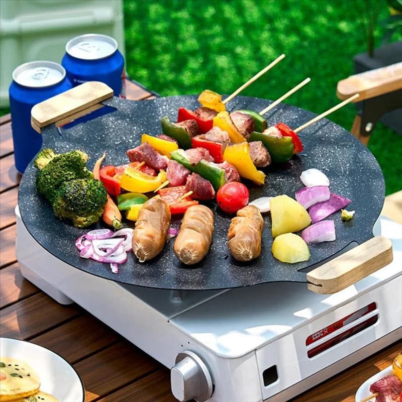 2025 Trendoutdoor Griglia da campeggio, Pentola per barbecue coreana, Padella da cucina portatile, Padella per carne, Padella per picnic