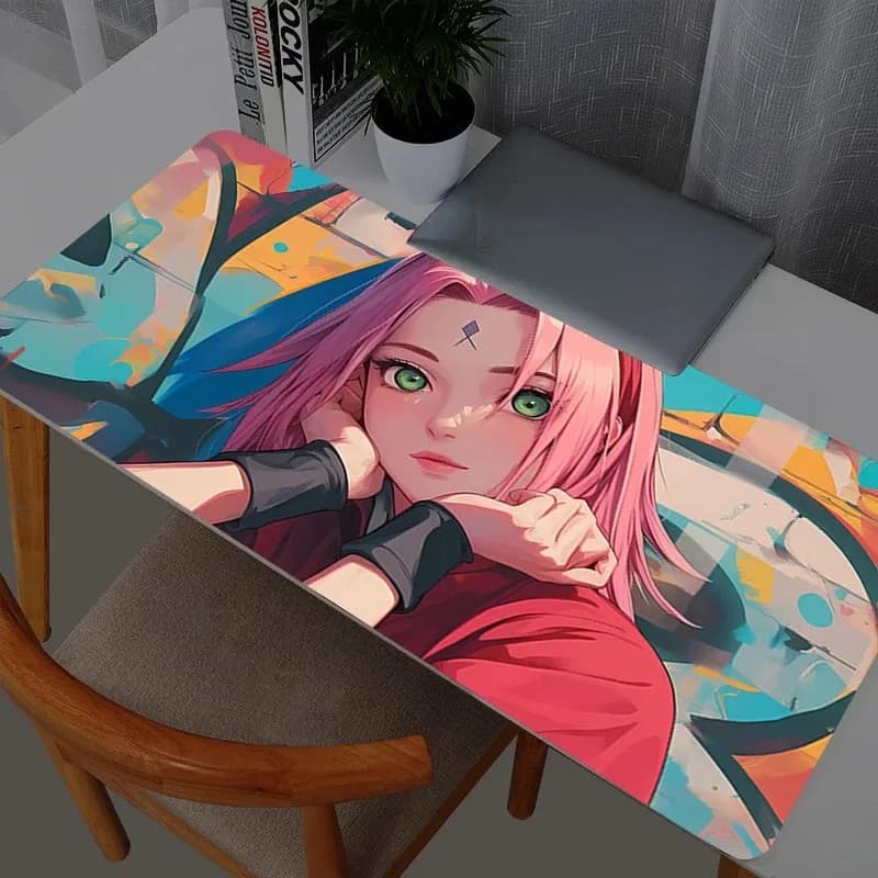 Naruto Sakura Haruno Mouse Pad Anime Mouse Pad Accessori da gioco Mousepad Gamer PC Completo Tastiera per computer Tappetino da scrivania Varmilo
