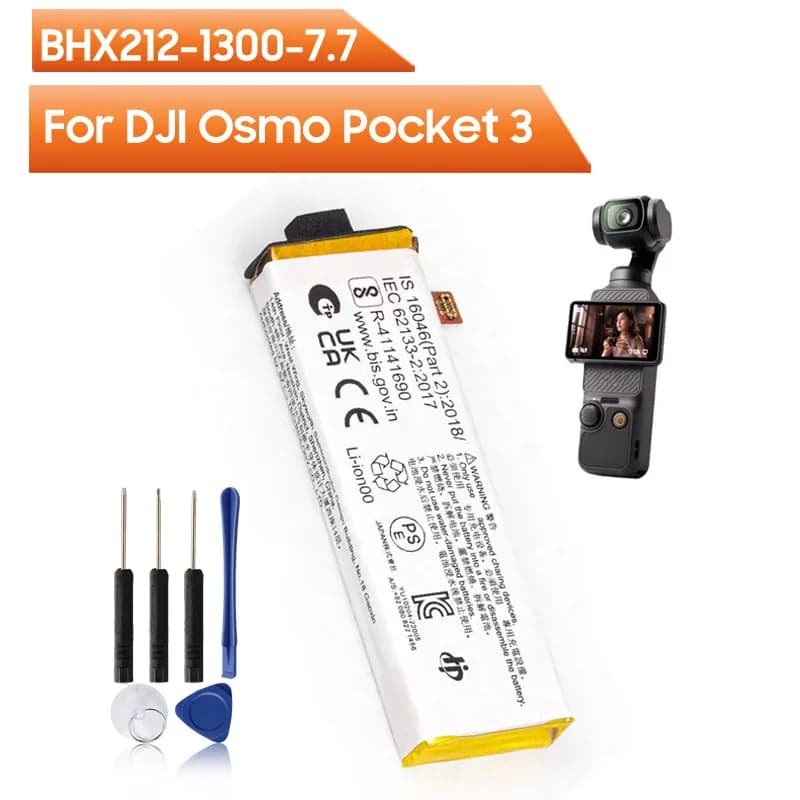 For DJI Osmo Pocket 3 Action Camera BHX212-1300-7.7 Replacement Battery 7.7V 1300mAh with Free Tools
