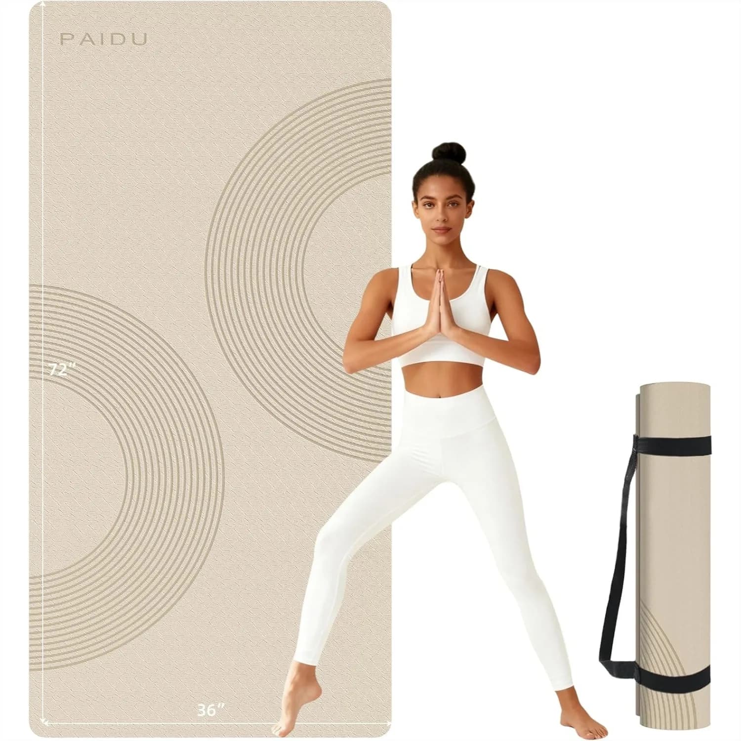 Tappetino Yoga Grande 72x36x2/5" Spesso Antiscivolo per Esercizi a Casa, Palestra, Yoga e Pilates