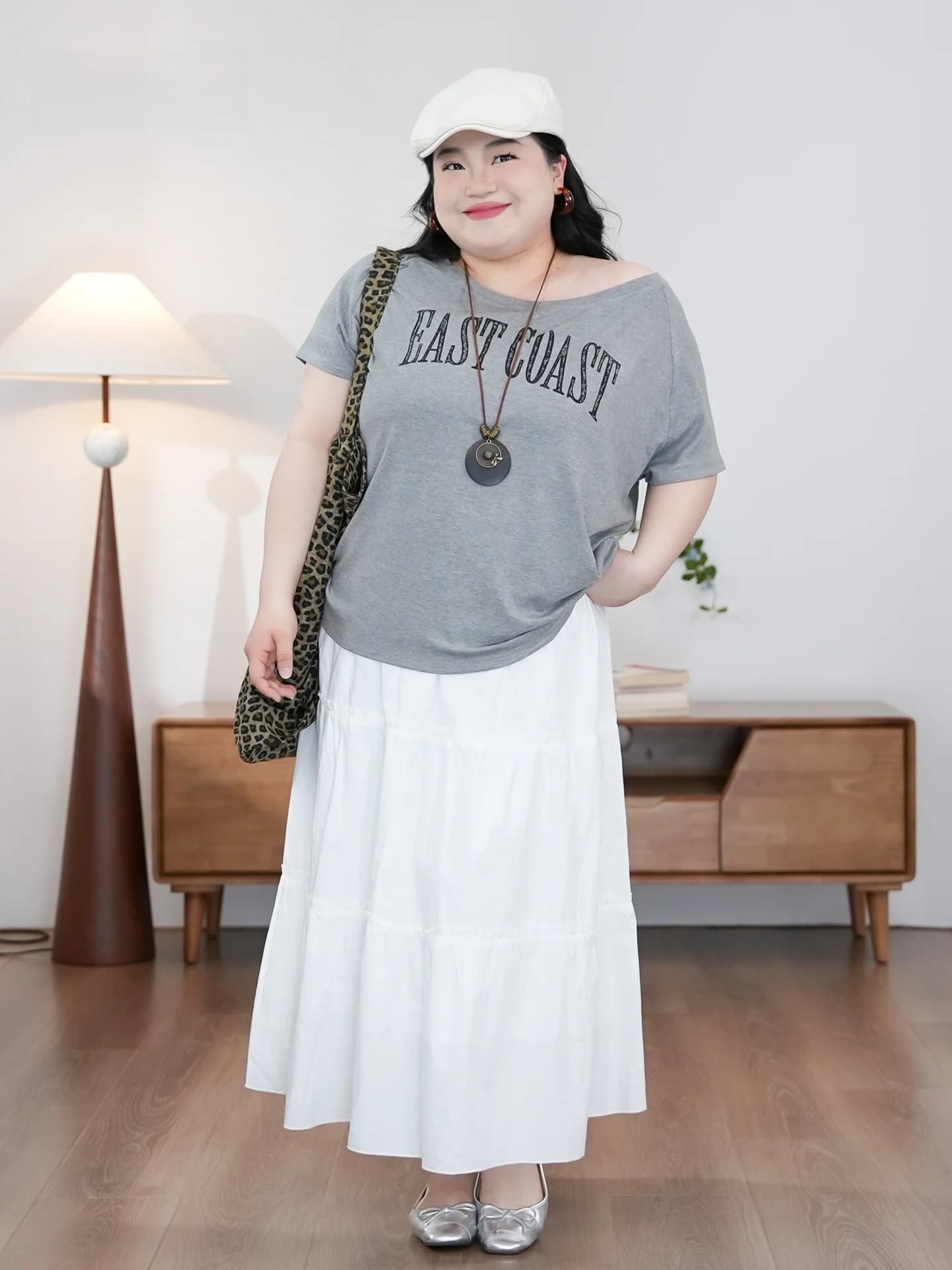 Spring-wearing skirt with high waist and slender design, casual cotton, women's strong sizes