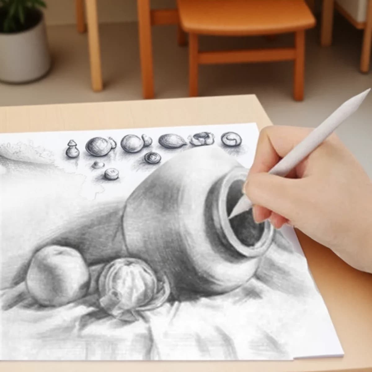 STONEGO 6PCS Penna da disegno per schizzi Matita artistica bianca per ombreggiatura e ombre Forniture artistiche per ufficio