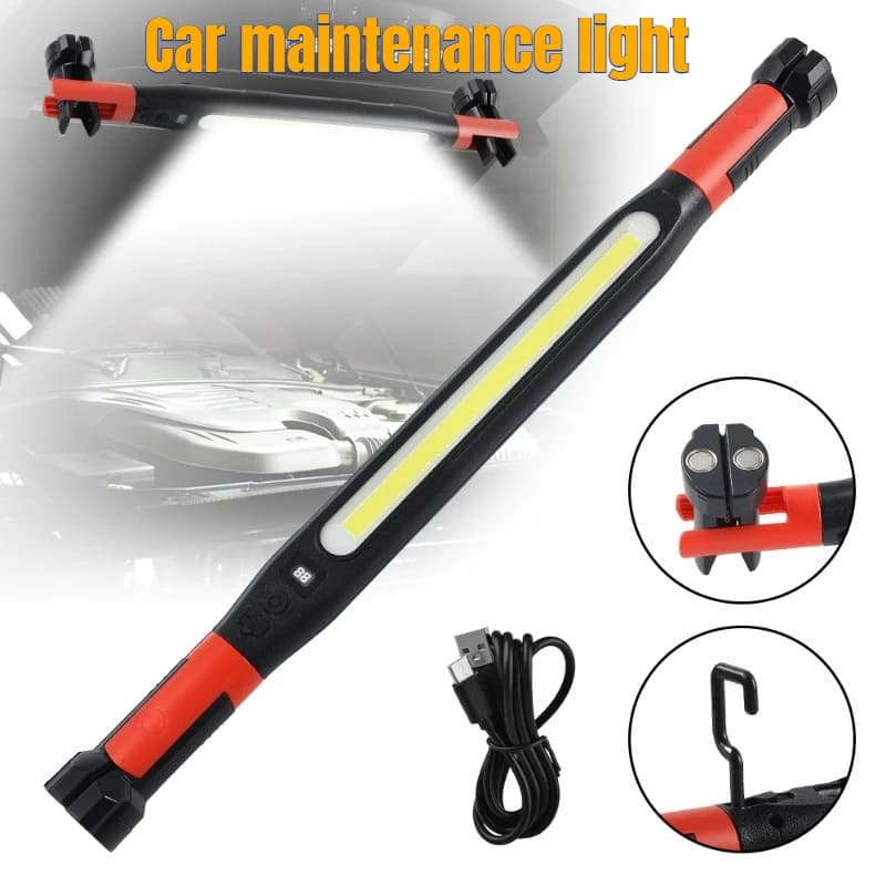 Torcia da Lavoro LED Ricaricabile 1200 Lumen con Magnete e Rotazione a 360° ° Testa Girevole per Riparazione Auto, Emergenze e Interruzioni di Corrente, per Meccanici