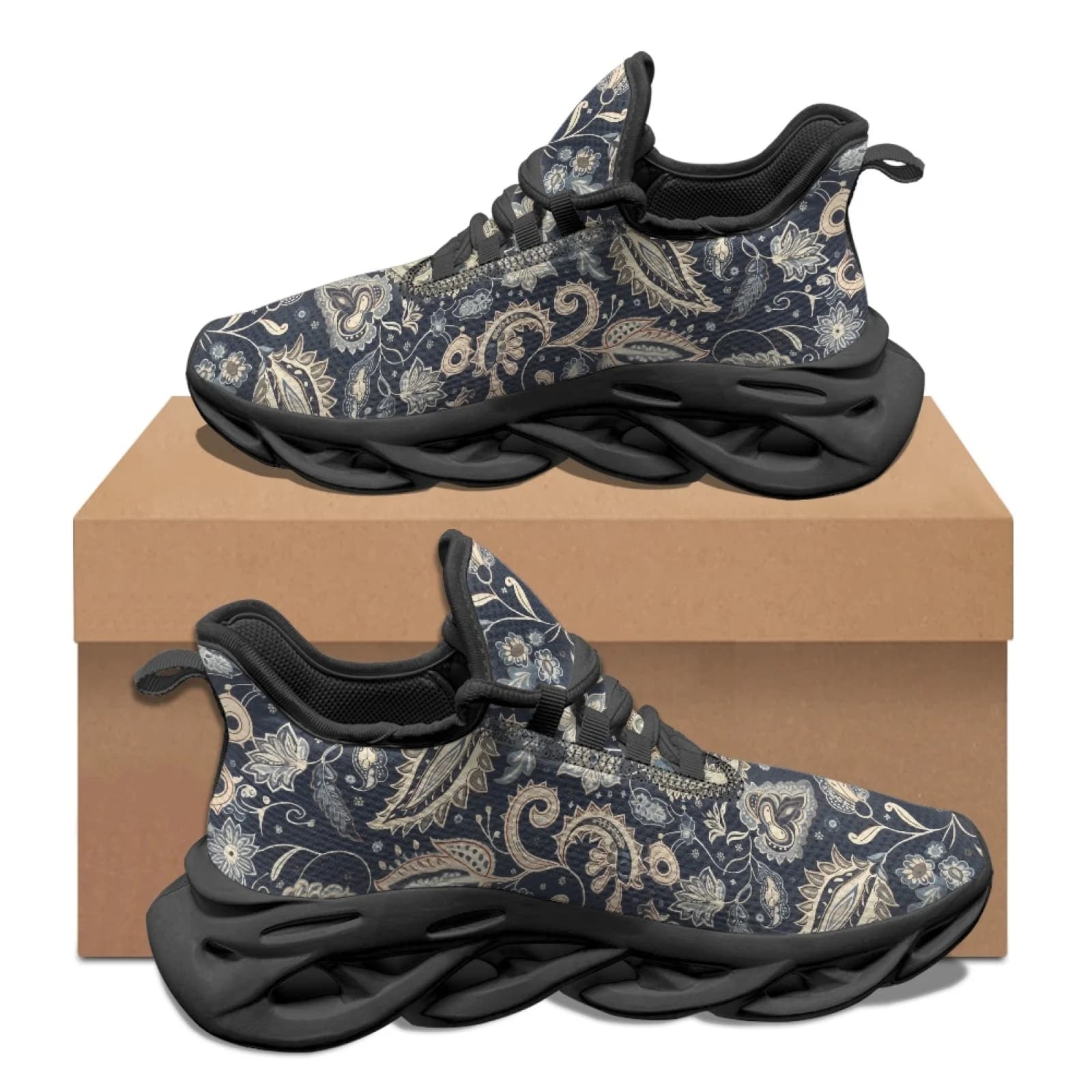 PENSTROLL Floral Print Lightweight Men's Running Shoes for Walking Mesh & EVA Running Blade Sneakers Men's Sneakers